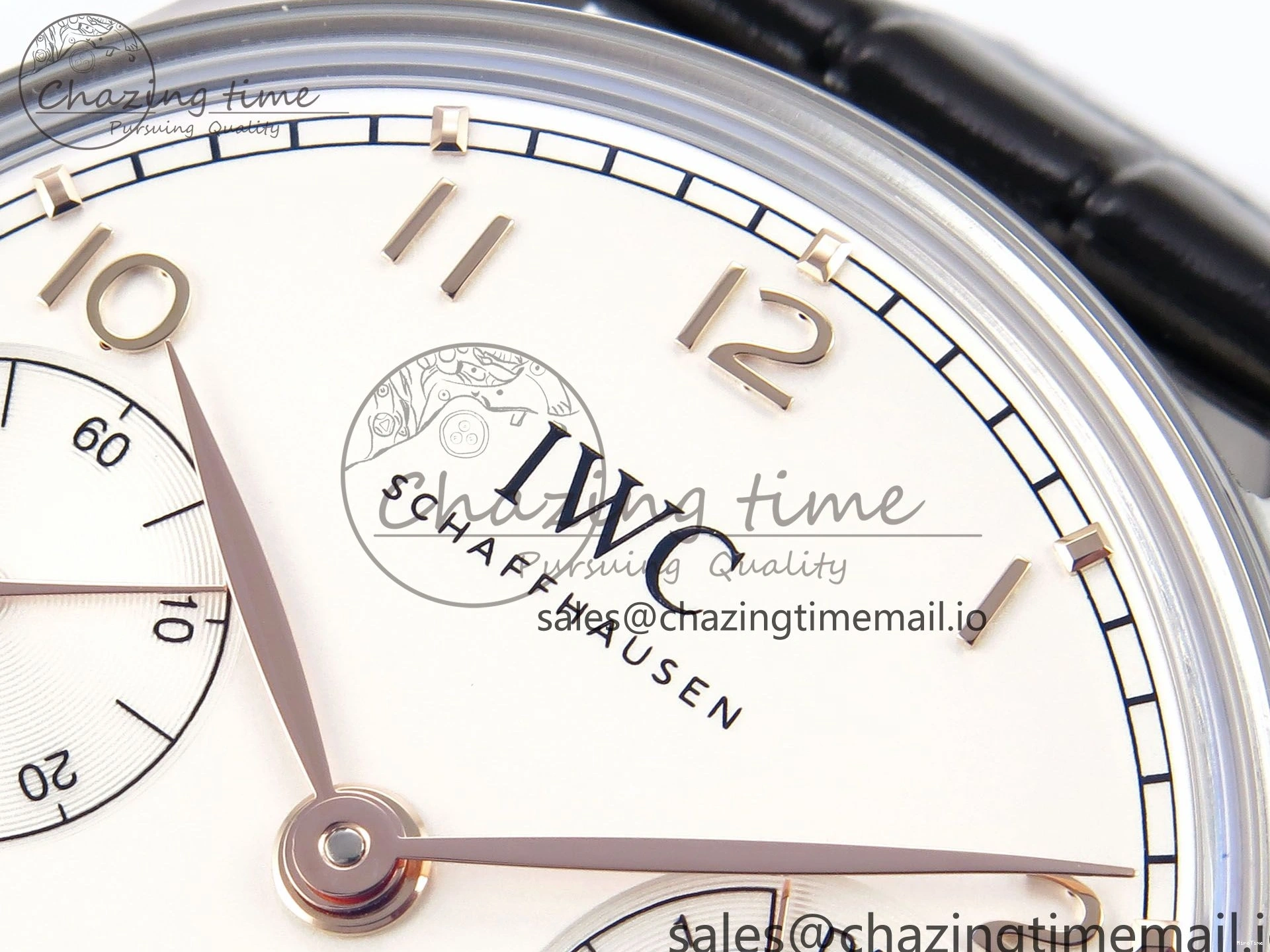 MIROTIME 0302 OnTrend Portugieser Automatic 42mm SS APSF 1:1 Best Edition White RG Dial on Black Leather Strap A 7010